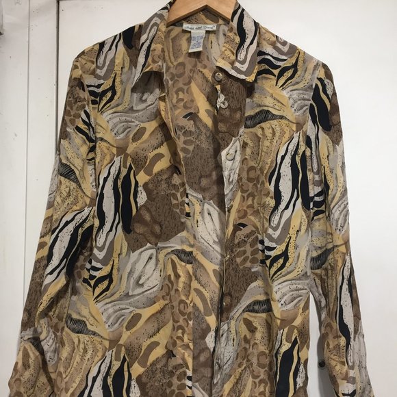 Anna & Frank Tops - VINTAGE ANNA & FRANK SILK BLOUSE SIZE M